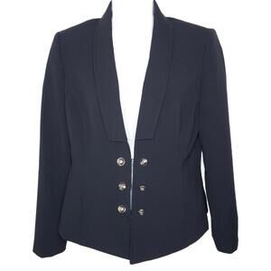 Tahari ASL Women's Sz 6P Navy Ponte-Double-Breasted Blazer